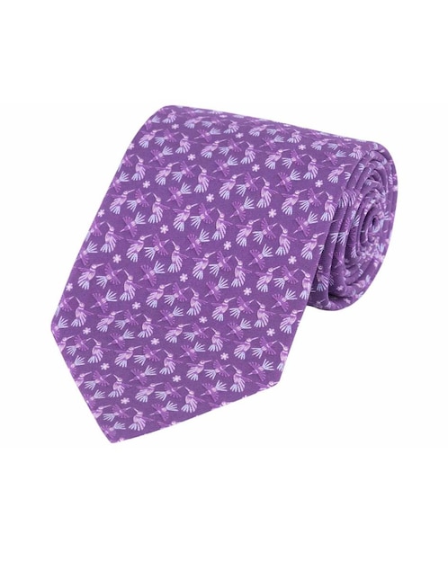 Corbata slim seda morada estampada 1
