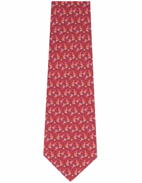 Corbata Pineda Covalin slim seda vino con diseño floral
