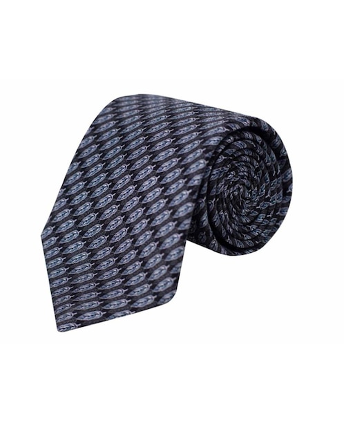 Corbata regular seda negra con diseño gráfico 1
