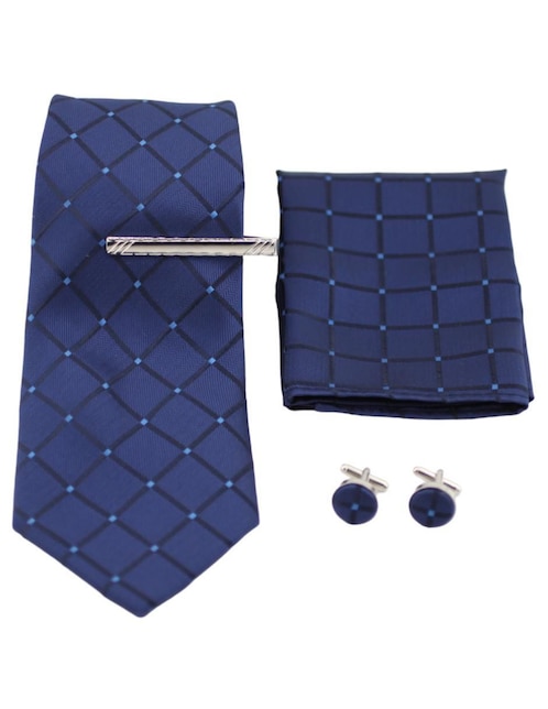 Set de corbata y pañuelo wünd clásica de seda estampado rombos para hombre