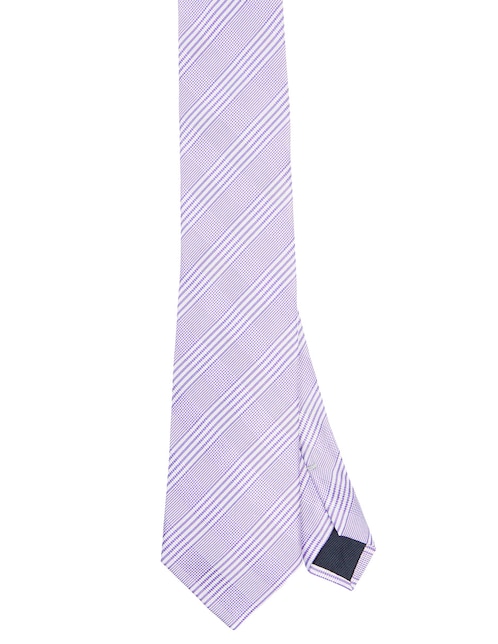 Corbata regular de seda estampado a rayas para hombre 1