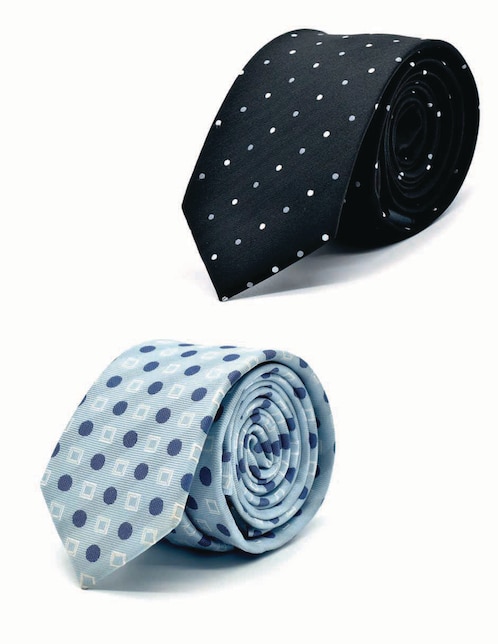 Set corbata U.S Polo Assn slim de seda estampado lunares para hombre