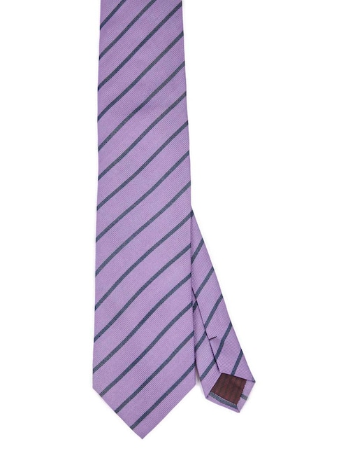 Corbata regular de seda estampado a rayas para hombre 1