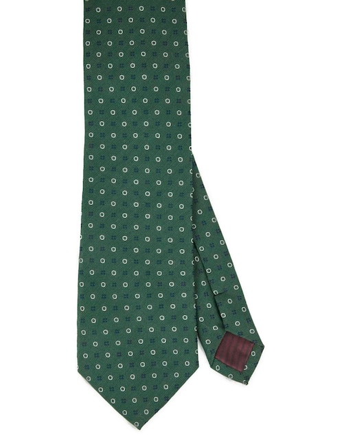 Corbata Calderoni regular de seda estampado lunares para hombre