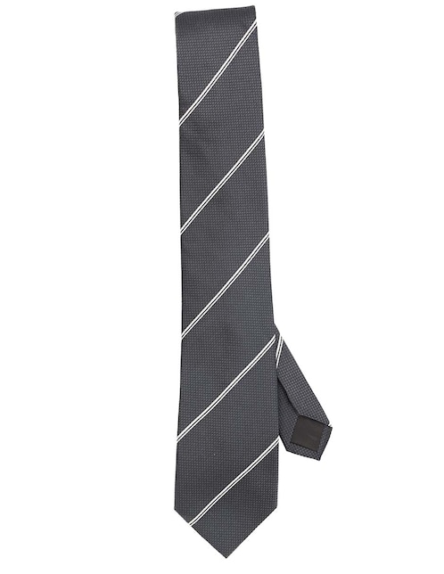 Corbata regular de seda estampado a rayas para hombre 1