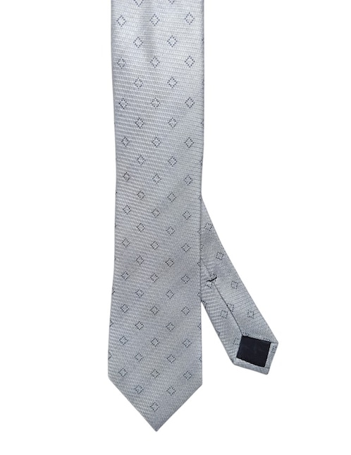 CORBATA KC NY A CUADROS REGU, PLATEADO