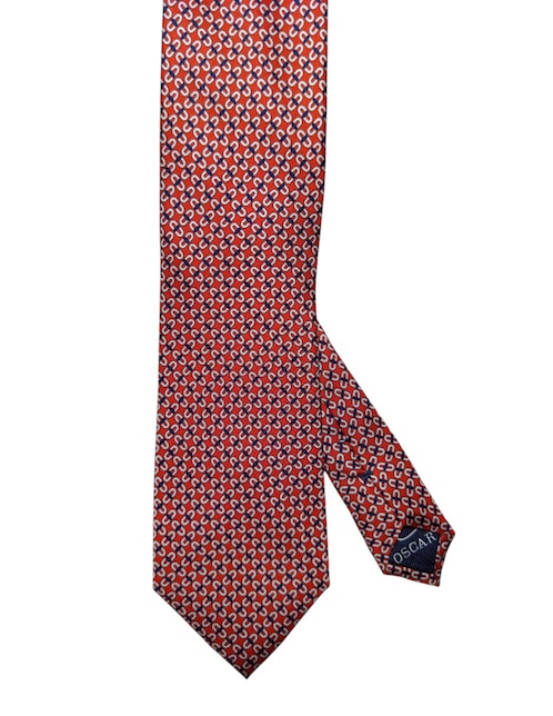 Corbata regular de seda estampado geométrico para hombre 1