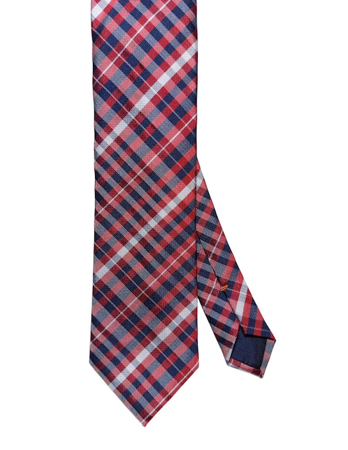 Corbata regular de seda estampado a cuadros para hombre 1