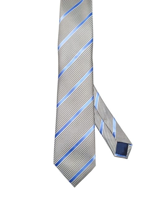 Corbata regular de seda estampado a rayas para hombre 1