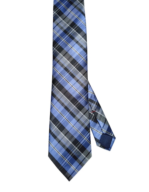 Corbata regular de seda estampado a cuadros para hombre 1