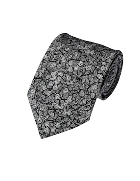 Corbata Pineda Covalin slim seda negra estampada