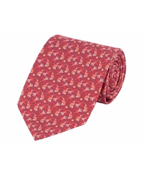 Corbata Pineda Covalin slim seda vino con diseño floral