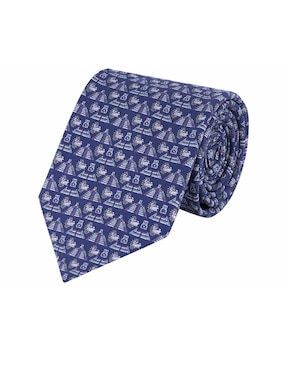 Corbata Pineda Covalin Slim Seda Azul Marino Estampada