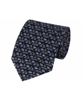 Corbata Pineda Covalin Slim Seda Negra Estampada