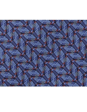 Corbata Pineda Covalin slim seda azul con diseño gráfico