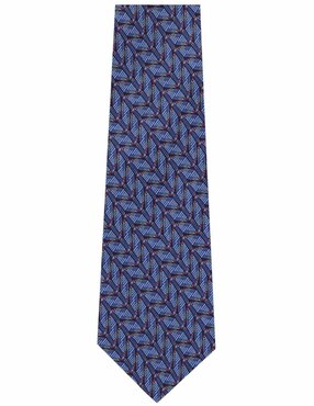 Corbata Pineda Covalin slim seda azul con diseño gráfico