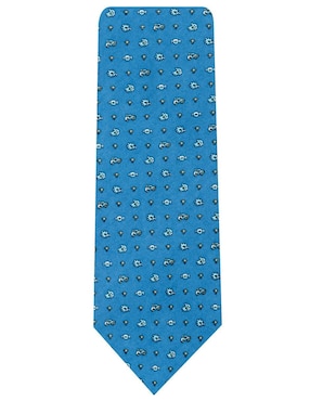 Corbata Pineda Covalin regular seda azul con diseño gráfico