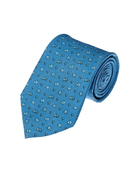 Corbata Pineda Covalin regular seda azul con diseño gráfico