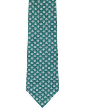 Corbata Pineda Covalin Regular Seda Verde Con Diseño Gráfico