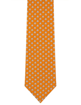 Corbata Pineda Covalin Regular Seda Naranja Con Diseño Gráfico