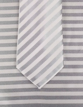 Set de corbata y pañuelo JBE regular estampado a rayas para hombre
