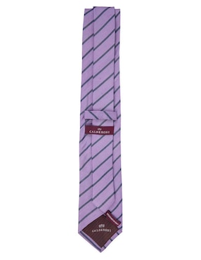Corbata Calderoni regular de seda estampado a rayas para hombre