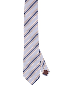 Corbata Calderoni regular de seda estampado a rayas para hombre
