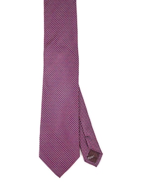 Corbata Calderoni regular de seda estampado lunares para hombre