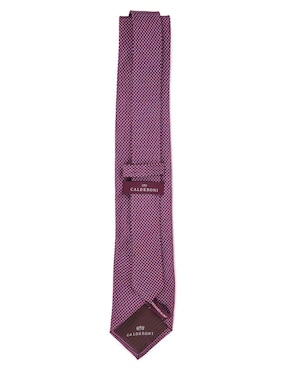 Corbata Calderoni regular de seda estampado lunares para hombre