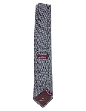 Corbata Calderoni regular de seda estampado lunares para hombre