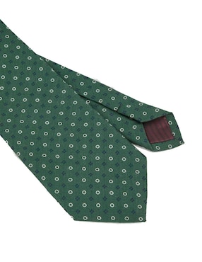 Corbata Calderoni regular de seda estampado lunares para hombre