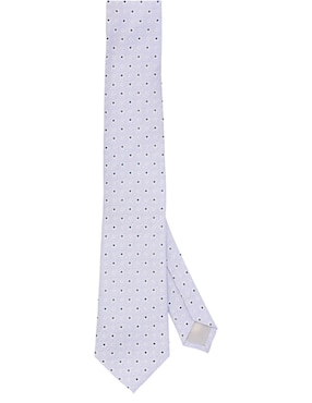 Corbata Zanetti regular de seda estampado lunares para hombre