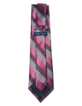 Corbata Perry Ellis regular de seda estampado a rayas para hombre