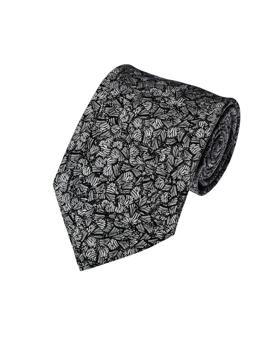 Corbata slim seda negra estampada 3
