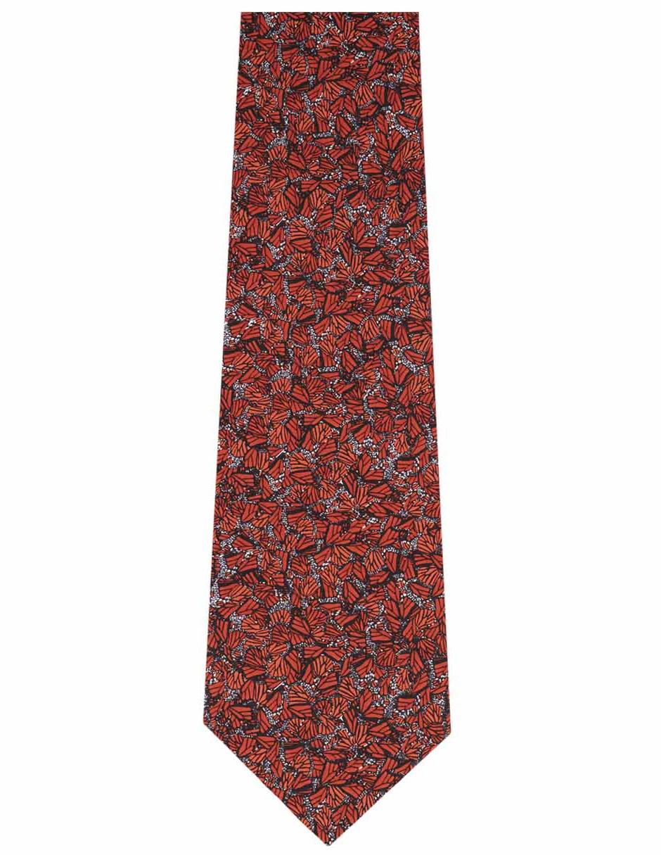 Corbata slim seda roja estampada 3