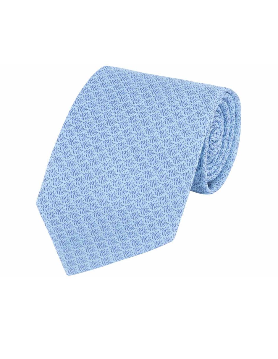 Corbata slim seda azul estampada 3