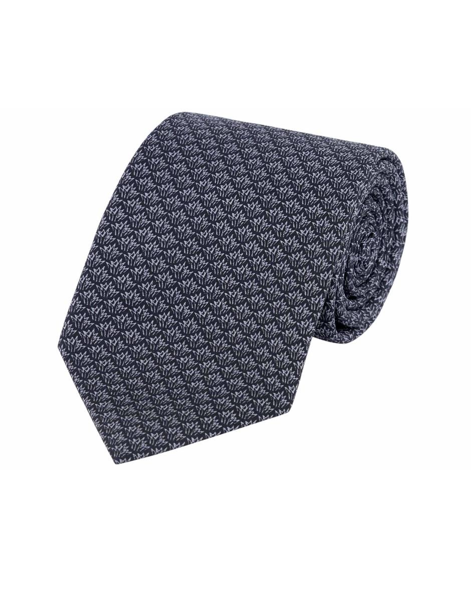 Corbata slim seda negra estampada 2