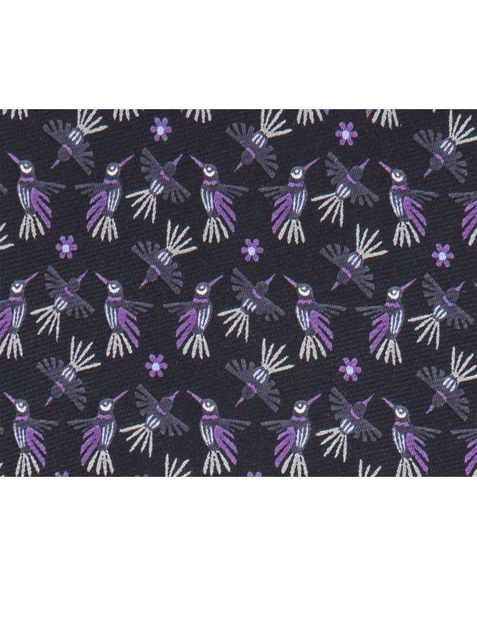 Corbata slim seda negra estampada 2