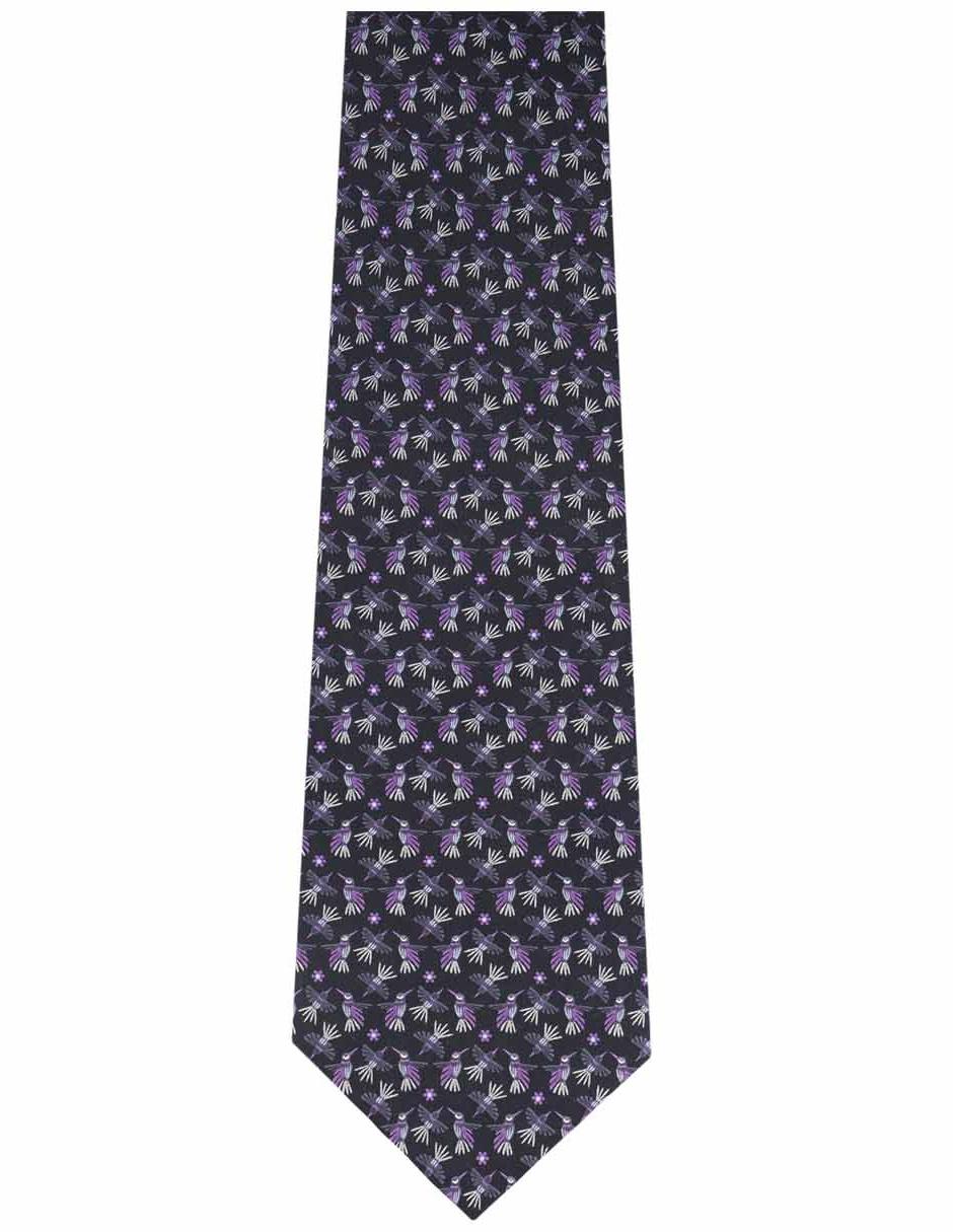 Corbata slim seda negra estampada 3