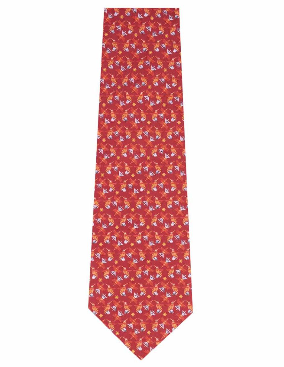 Corbata slim seda roja estampada 3