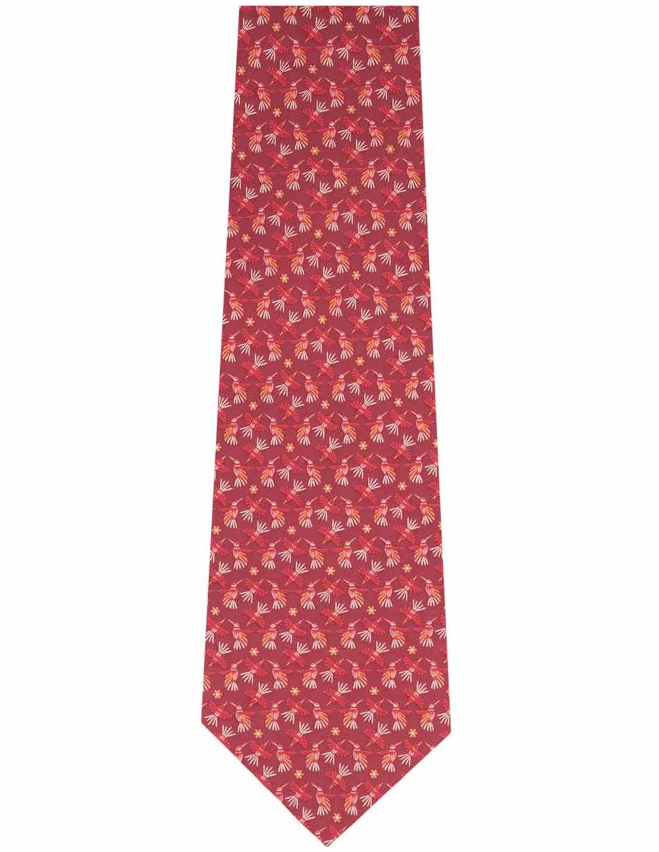 Corbata slim seda vino con diseño floral