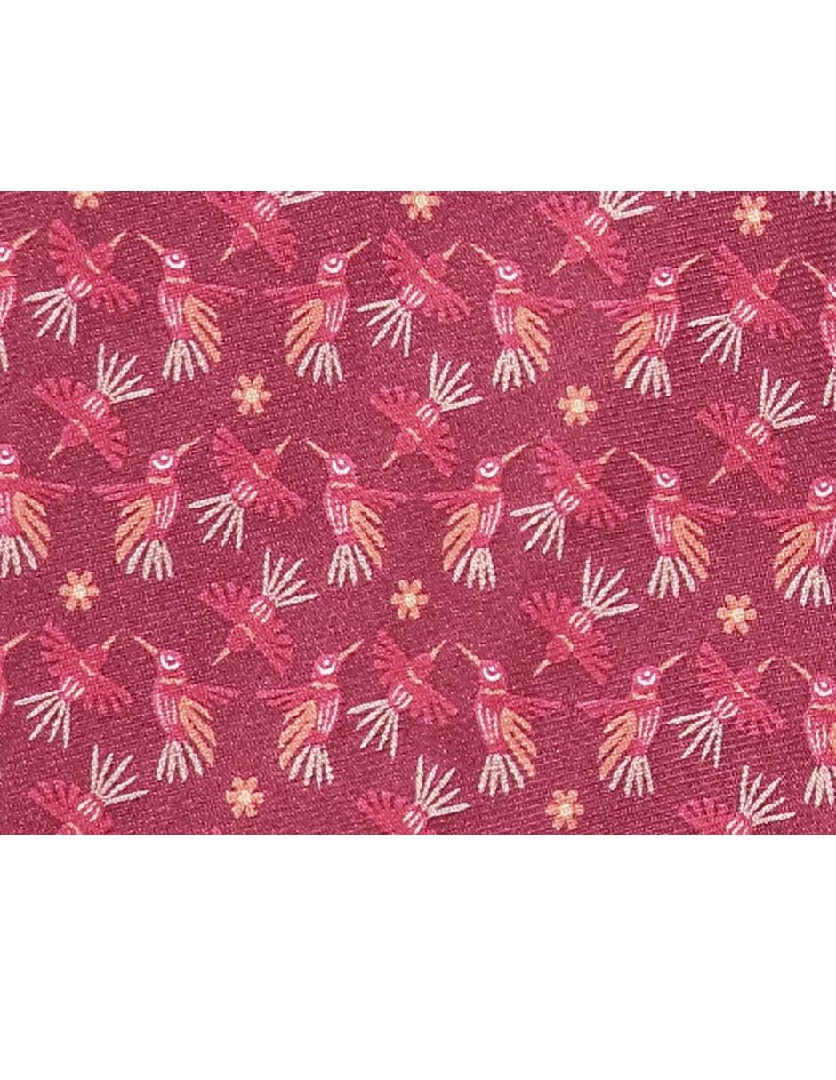 Corbata slim seda vino con diseño floral 3