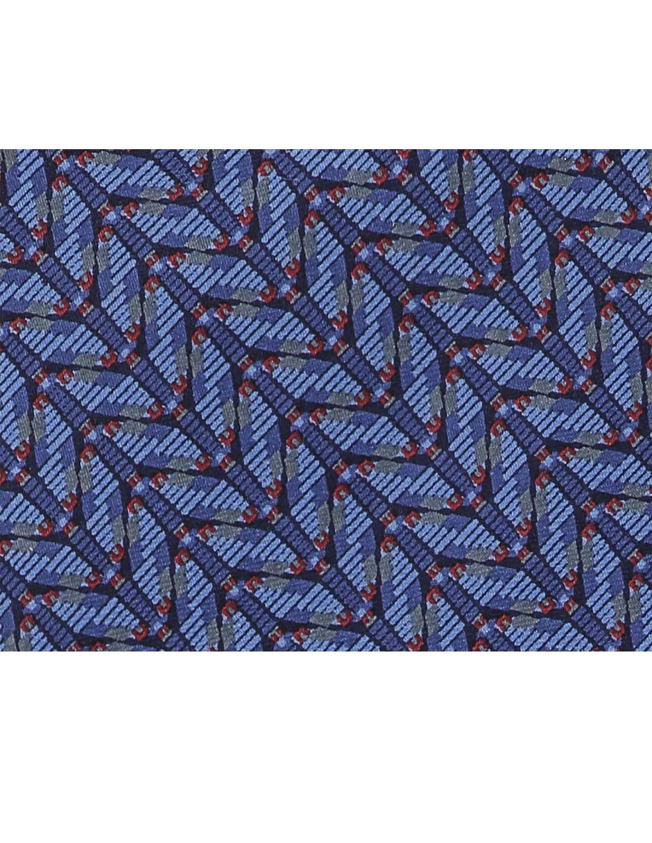 Corbata slim seda azul con diseño gráfico 2