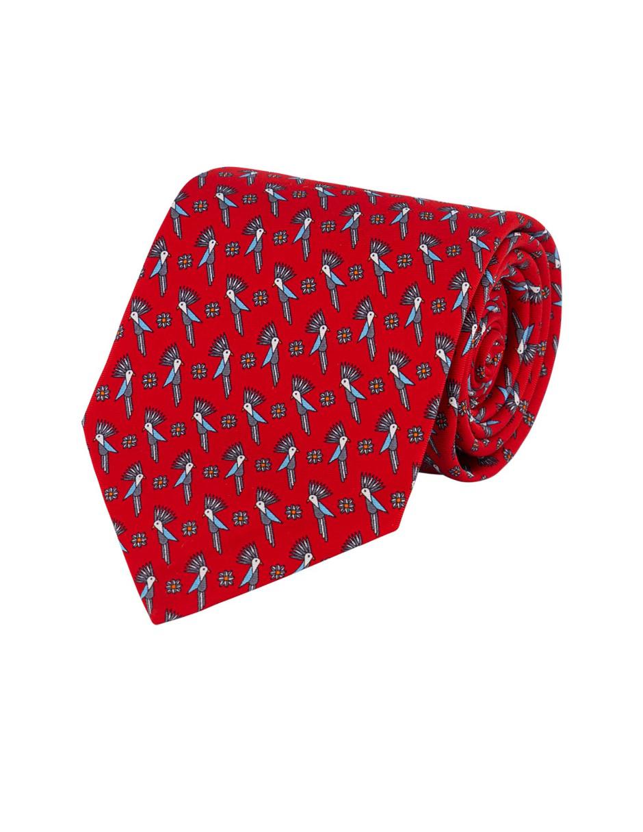 Corbata regular seda roja estampada 1