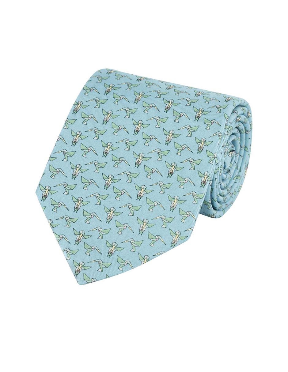 Corbata regular seda menta estampada 1