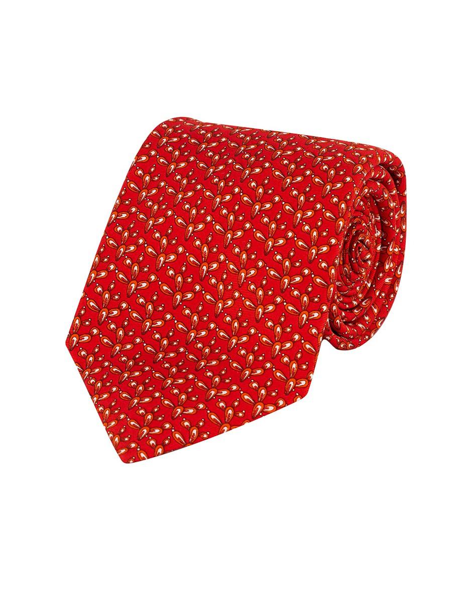 Corbata regular seda roja estampada