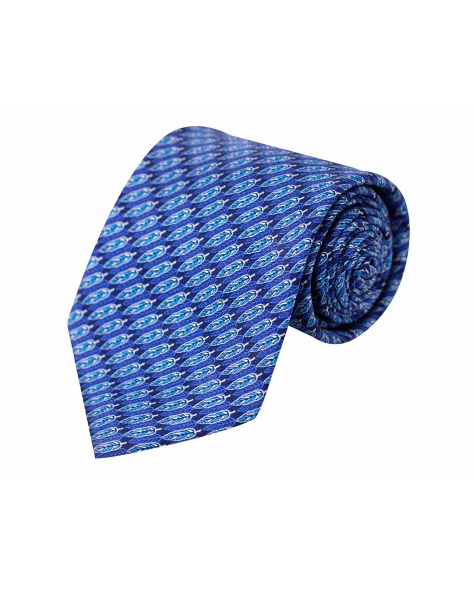 Corbata regular seda azul marino con diseño gráfico