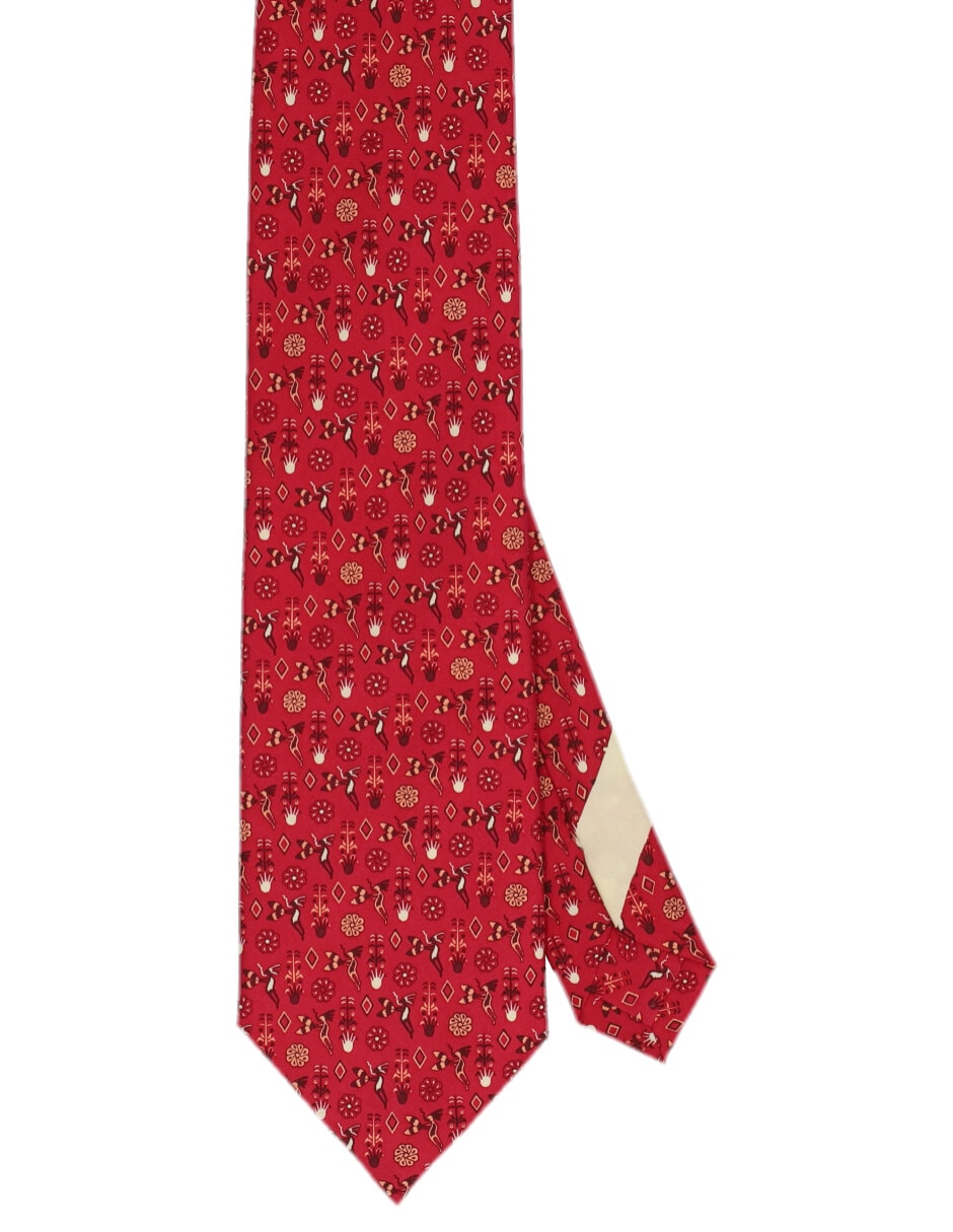 Corbata regular de seda estampado gráfico para hombre 1