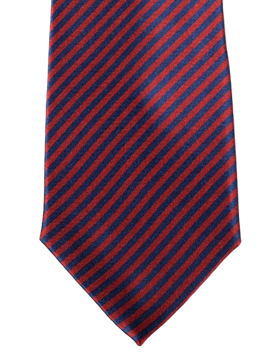 Corbata regular de seda estampado a rayas para hombre 1