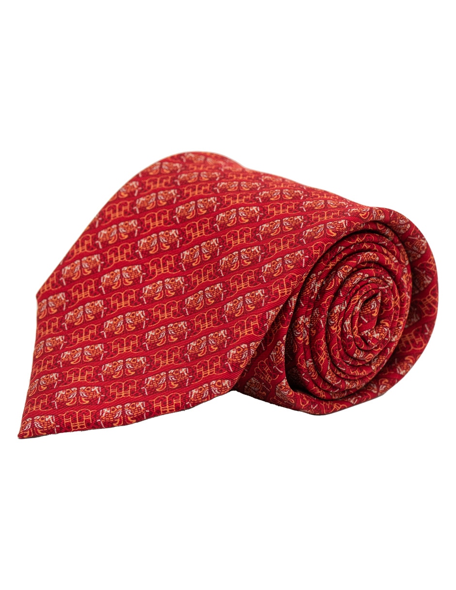 Corbata regular de seda estampada para hombre 2